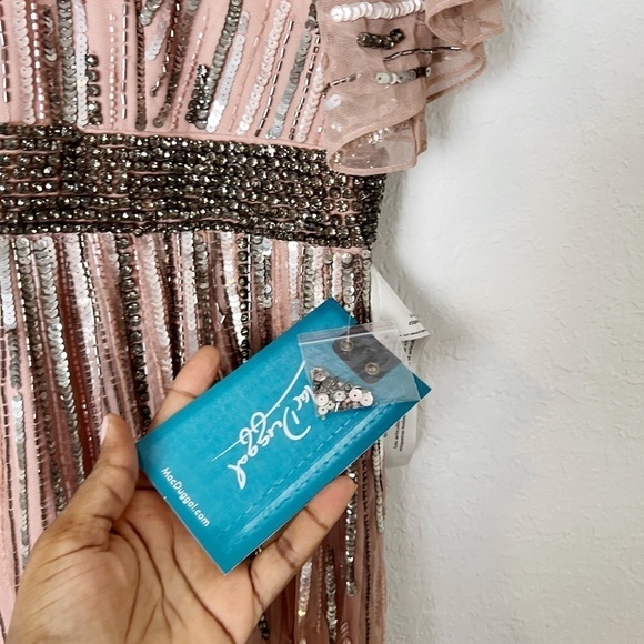 Mac Duggal Beaded Flutter Sleeve Gown - Picture 5 of 10